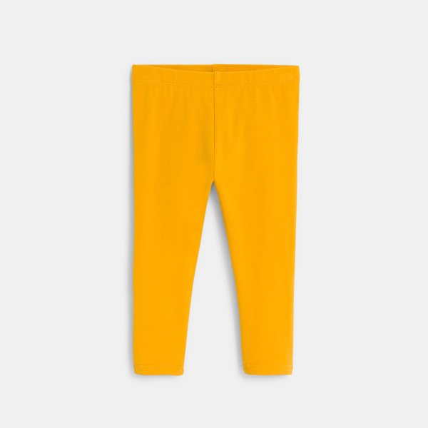 فستان مطبوع برسمة الزهور وكشكشة مع سروال لاغينغ أصفر للفتيات الصغيرات